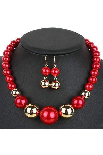 SIC MODA Pearl Necklace and Earrings Set SIC MODA 5674C