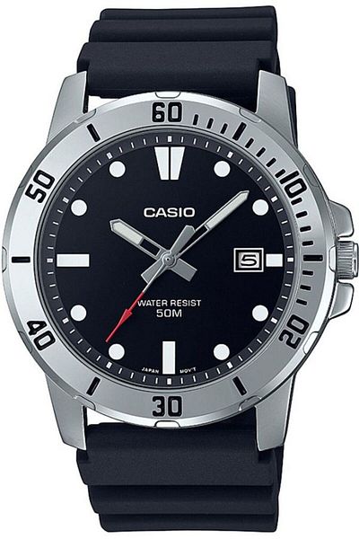 Casio Casio Men's Analog-Digital Leather Strap Watch MTP-VD01L-1EVUDF - 45 mm - Black