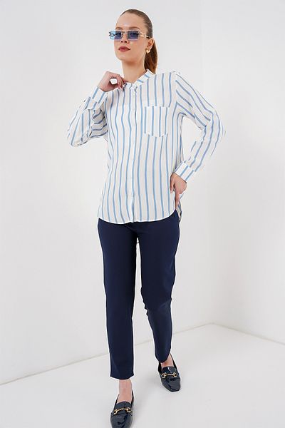 Bigdart Women's Long Sleeve Striped Shirt 20283 - Blue