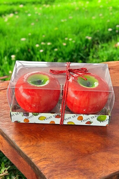 TAKIŞTIR 2'li Kırmızı Renk Elma Figürlü Dekoratif Mum