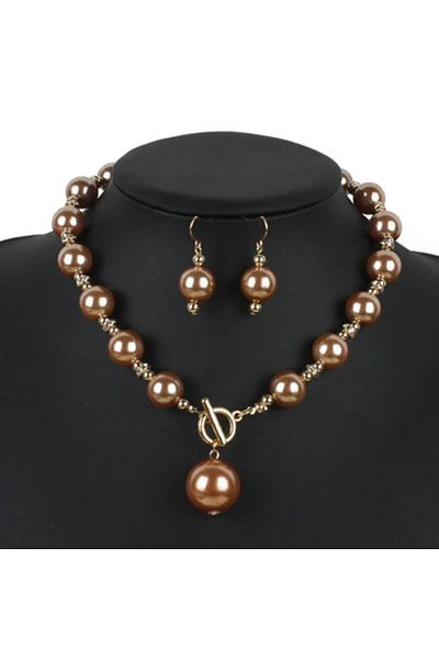 SIC MODA Pearl Necklace and Earrings Set SIC MODA 5675C