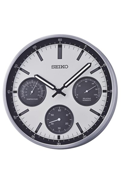 Seiko QXA823S Alüminyum Kasa Isı ve Nem Ölçerli Sessiz Saniyeli Duvar Saati