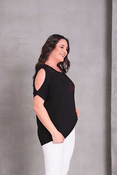 Esina Γυναικεία μπλούζα βισκόζης με λαιμόκοψη V με λαιμόκοψη και πέτρα