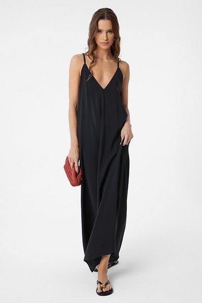 Antioch Black Strappy Modal Long Women's Dress