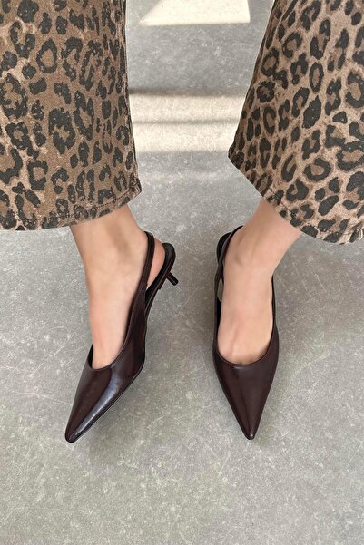 STRASWANS Cuesta Women's Heeled Wrinkled Leather Shoes Brown