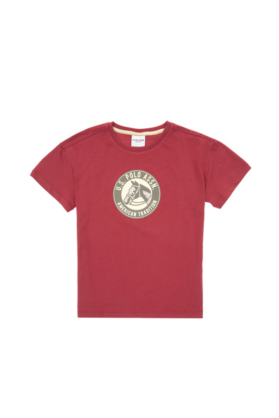 U.S. Polo Assn. تي شيرت للأولاد برقبة دائرية كبيرة الحجم من الكرز 50307173-VR223