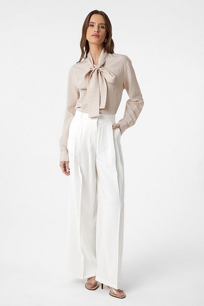Antioch Beige Women's Shirt with Scarf Collar