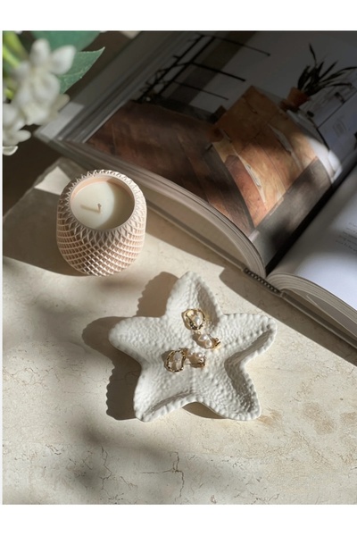 ÇAĞATÖLYE Biblo Deniz Yıldızı Kabuğu Desenli Dekoratif Mum Takı Anahtarlık Ürün Çekimi Organizer Sunum Tabağı