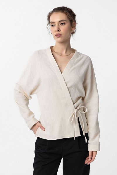 Antioch Ecru Tie Kimono Women's Shirt