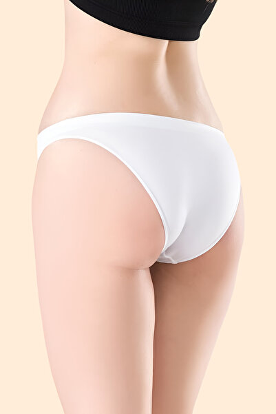 Jacarsman Women's 3-Piece Seamless Brazilian White Panties 3 Pieces Seamless Knitted No Trace
