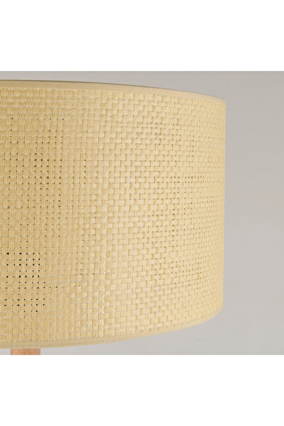 Evidea Lighting Oval Sehpalı Ahşap Lambader - Natürel / Krem - 150x40x40 cm