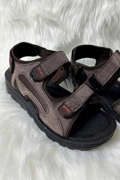 GENÇ Casual Women's Men's Brown Thick Anatomical Sole Velcro Adjustable Sea Sandals 034-337-183