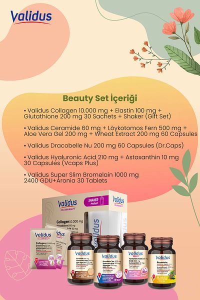 Validus Longevity and Beauty Set - Collagen Dracobelle Ceramide Hyaluronic Acid Bromelain