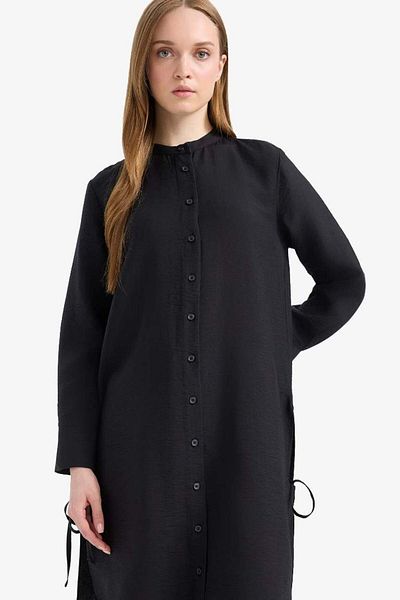DeFacto Regular Fit Basic Plain Side Lace up Long Sleeve Hijab Shirt Tunic F2182Ax25Sm
