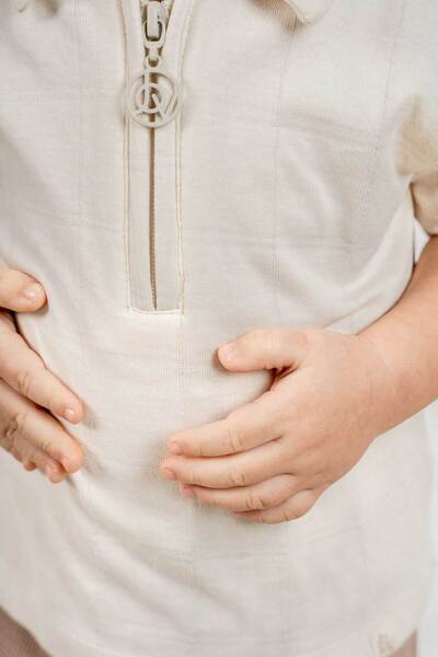 bombe Baby Kids Camel Polo Neck Shorts Cotton Comfortable 2-Piece Set Trend Fashion Bottom Top Set