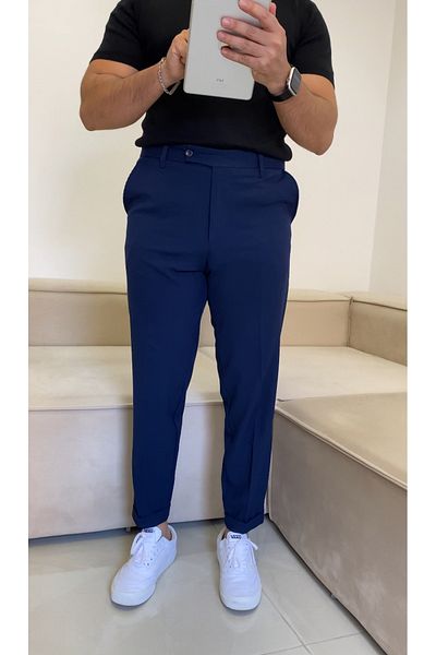 bonnline Elastic Waist Short Tongue Carrot Cotton Trousers