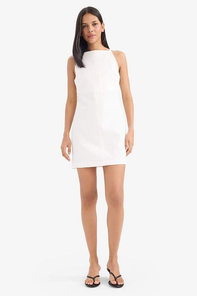 DeFacto New Season Boat Neck Basic Plain Sleeveless Mini Dress