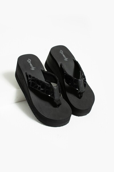 Bermody Robin Women's Black Leopard High Platform Heel (7 cm) Flip Flops