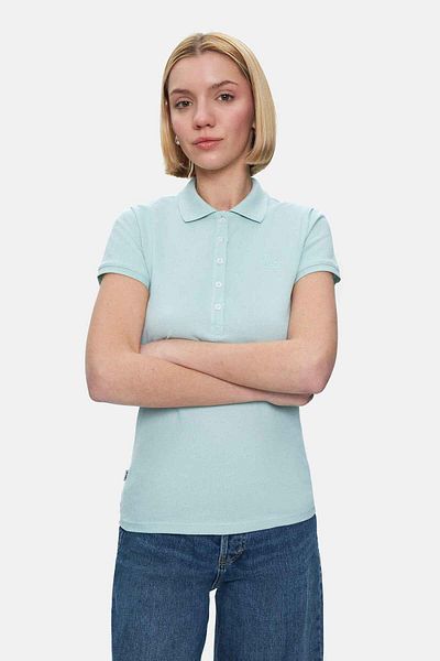 UCLA Tricou Shaver Mavi Polo Yaka Nakışlı Kadın