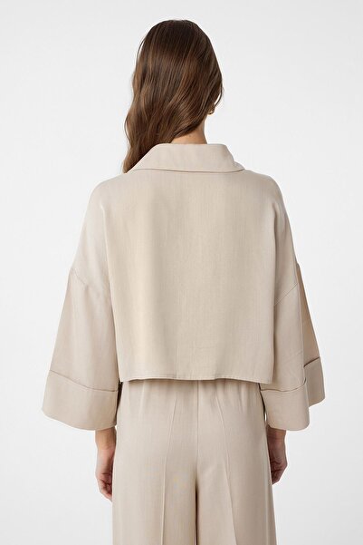 Antioch Bej Crop Kadın Gömlek
