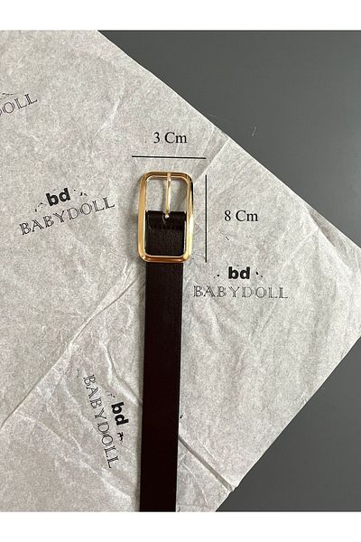 Babydoll Bag Women's Rectangular Gold Buckle Classic Belt, Dress Belt, Shirt Belt, Trouser Belt
