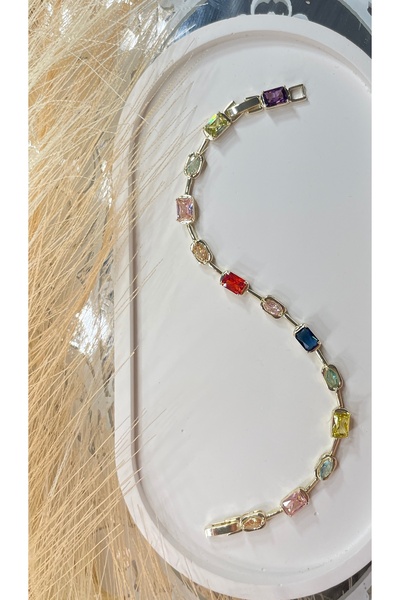 Onsiletişim سوار LOTUSBYBUKET من الفولاذ الذهبي متعدد الألوان بحجر الزركون