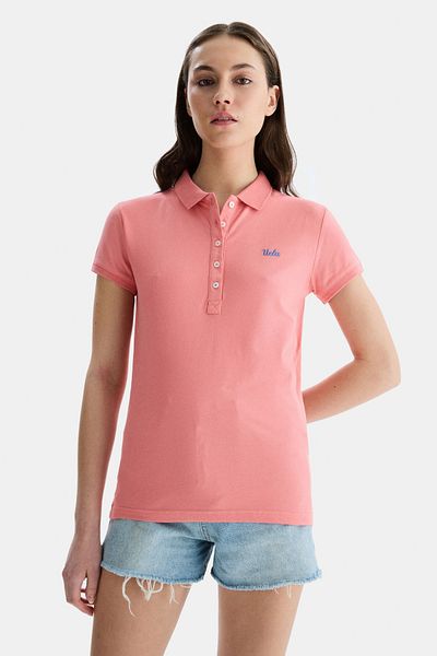 UCLA Tricou Shaver Pembe Polo Yaka Nakışlı Kadın