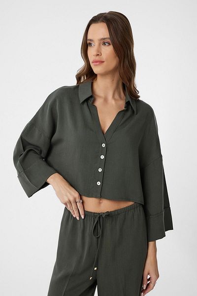 Antioch Khaki Crop Women's Shirt