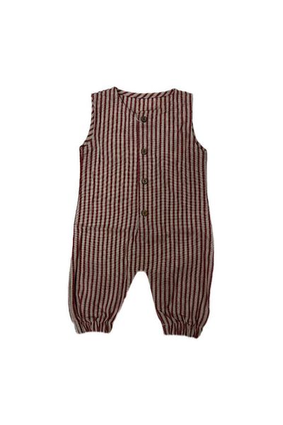 CNS Concept Red White Muslin Sleeveless Jumpsuit
