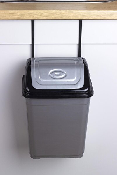 Okyanus Home Hanging Trash Can Gray-Black 5L