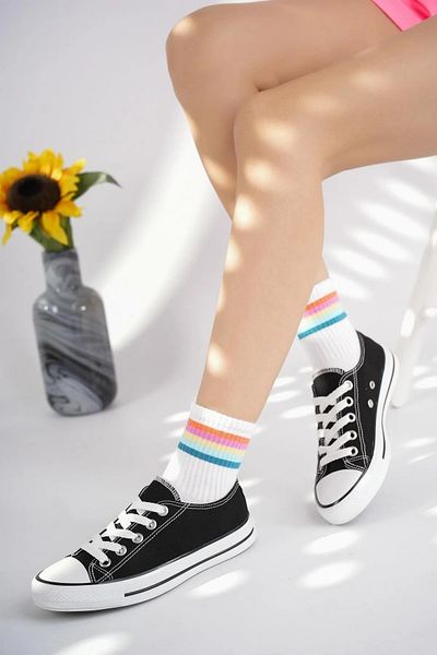 MİYASPORT Short Unisex Linen Shoes Cloth Sports Shoes Summer Casual Men's Young Sneakers Black
