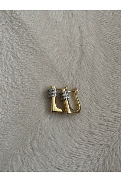 Akiha Aksesuar Hook Model Silver Gold Mixed Steel Earrings