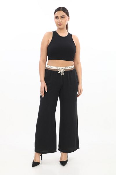 EXİTLİNE Women's Elastic Waist Fabric Summer Pants