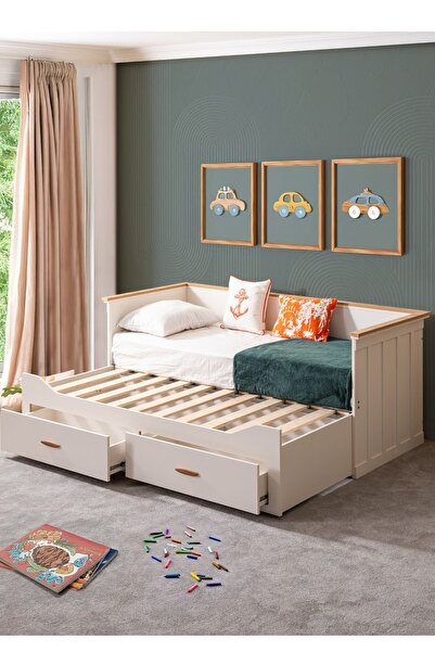 Setay Yavrulu Karyola, Likya Divan Karyola Çekmeceli Açılır Çift Kişilik Karyola (Yataksız)