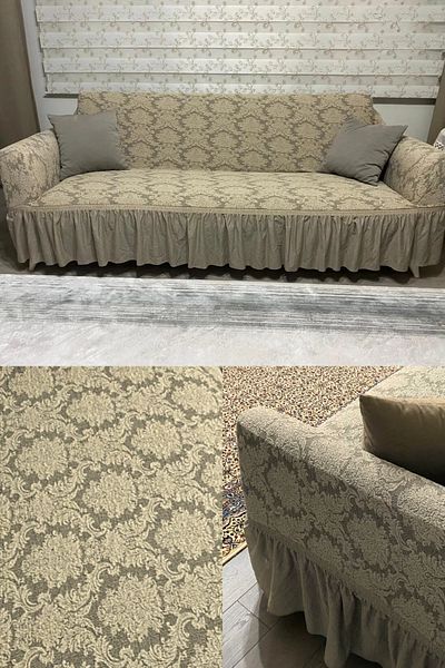ARLISA Jacquard 3211 Seat Cover Set Sofa, Sofa Bed Cover, Armchair Cover Paisley Pattern Stone