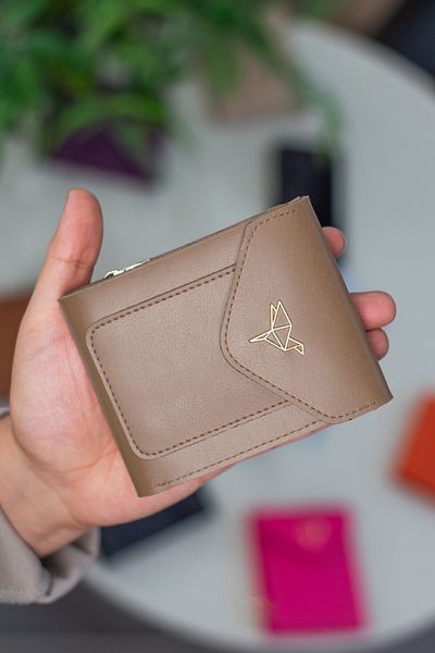 Garbalia Peru Vegan Leather Zippered Coin Compartment Mink Women's Wallet with Plenty of Card Holders