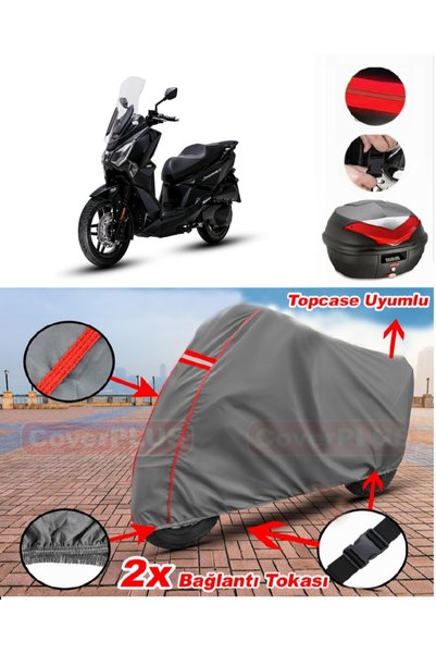 CoverPlus Sym Joyride 300 حقيبة خلفية متوافقة مع قماش القماش المشمع للدراجات ...