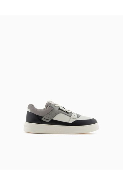 Emporio Armani Men's Flat Sole Red Sign and Heart Patterned Black Sneaker X4X688 Xr333-U566