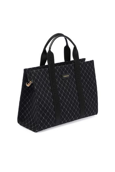 Tergan Black Textile Women's Handbag - S25Y1Twc0709-R0P