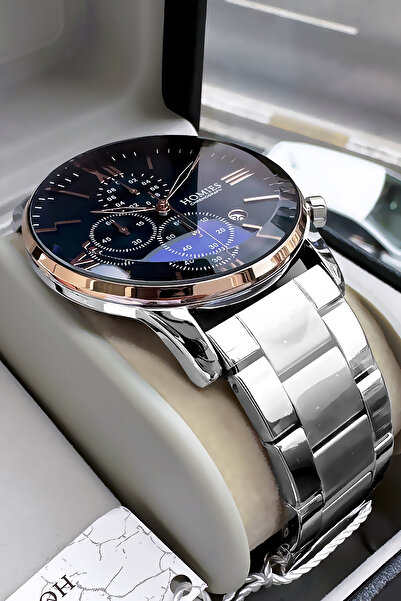 Homies Orijinal Özel Kutulu Kesme Cam Erkek Kol Saati Gümüş Renk Çelik Kordon Hediye Bileklik HME2065C1