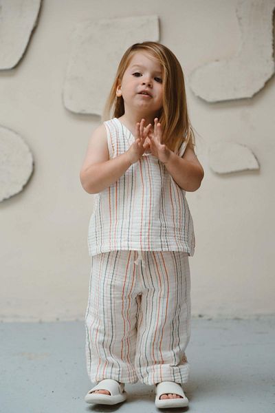 OhlalaKoala Orange-Green Striped Suit - Undershirt and Pants Set