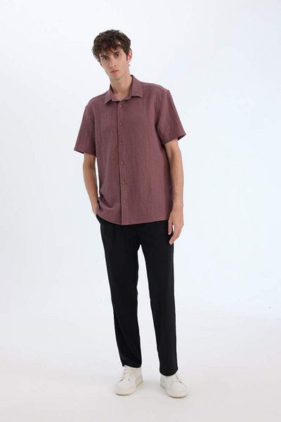 DeFacto Νέα σεζόν Regular Fit Polo Collar Crinkle καλοκαιρινό κοντομάνικο πουκάμισο