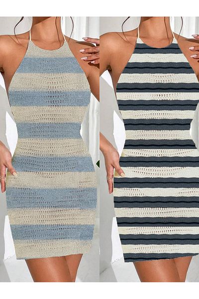 randevu Striped 2 Pack Knitwear Pareo