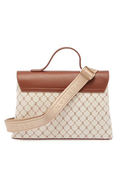Tergan Beige Textile Women's Crossbody Bag - S25Y1Twc0701-S7G
