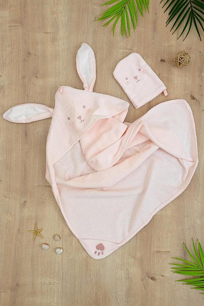 Sitilin Luxury Baby Girl Towel Set - 100% Cotton, Cute Ears Stl6763