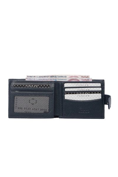 Tergan Navy Blue Genuine Leather Men's Wallet - S1Ce 00001567 -X86