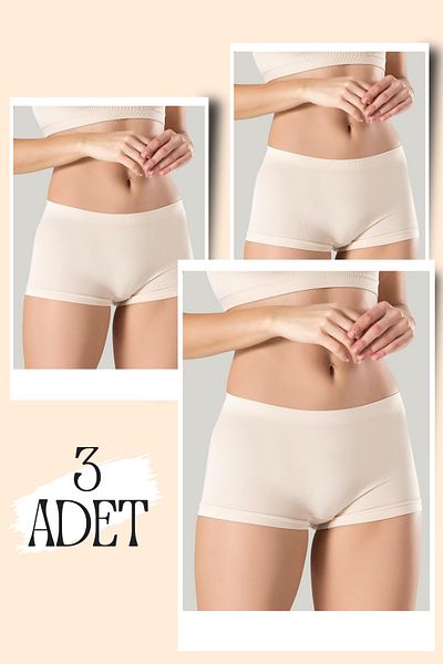 Jacarsman Women's 3-Pack Seamless Skin Boxer Briefs 3 Pieces Panties