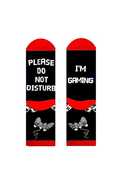 OEM Șosete amuzante gameri Please do not disturb, mărime 40-44, negru/roșu, cadou haios