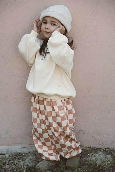OhlalaKoala Brown Checkerboard Printed Tracksuit Set
