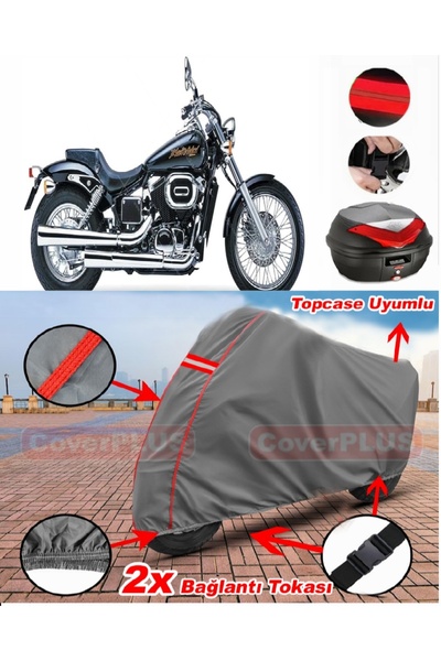 CoverPlus هوندا VT 750 DC الأسود الأرملة الخلفية حقيبة متوافقة مع المحرك القم...